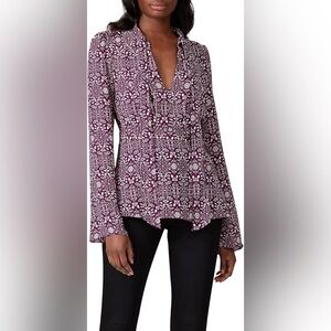 Derek Lam Purple Boho Patterned Tie Blouse sz 52